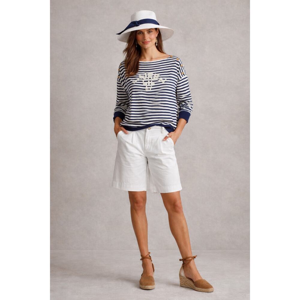 LRL Ralph Lauren Striped French Terry Top XL | Coastal Chic Nautical Boatneck - Picture 2 of 8